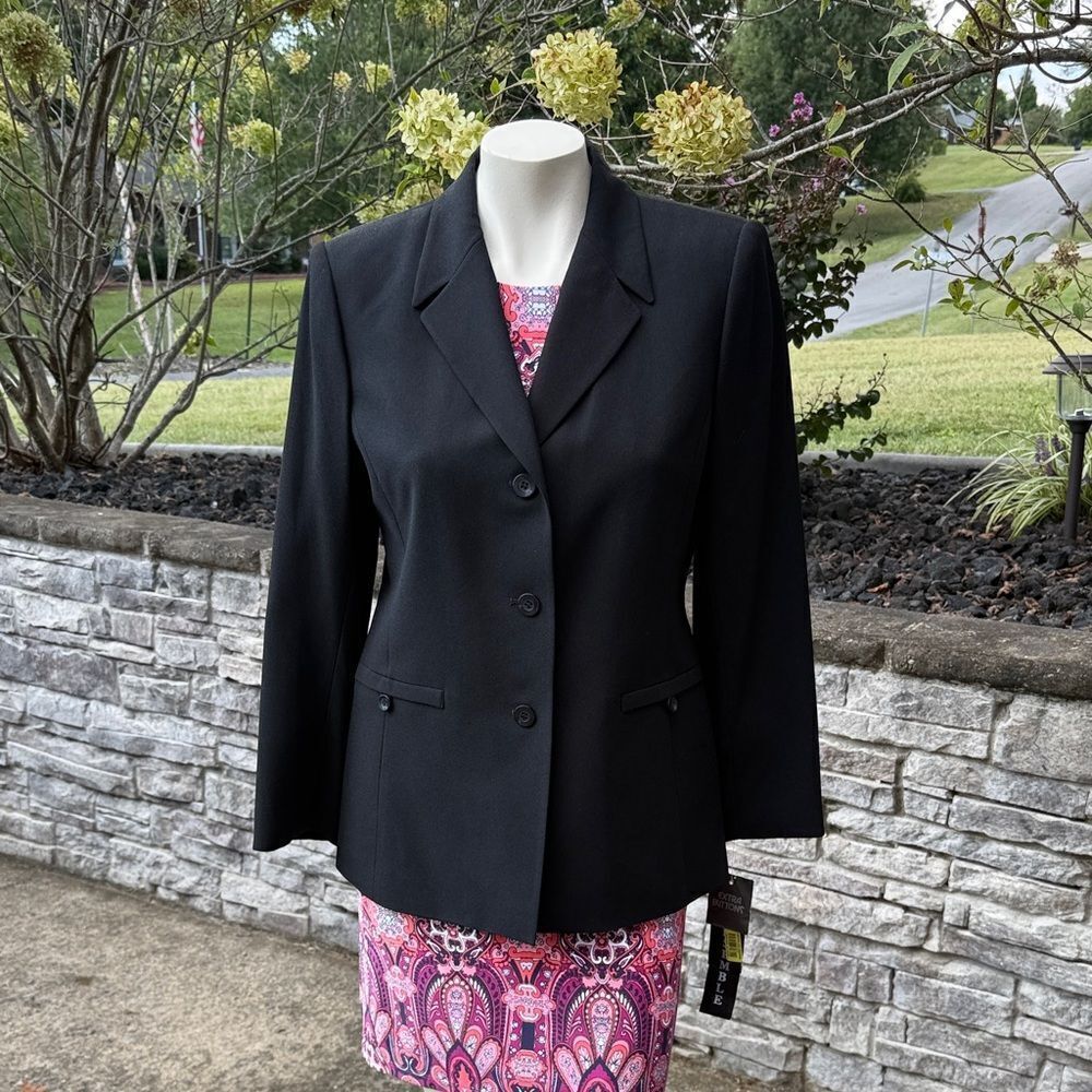 NWT Kasper A.S.L. Petite Women's Black Blazer Size 8